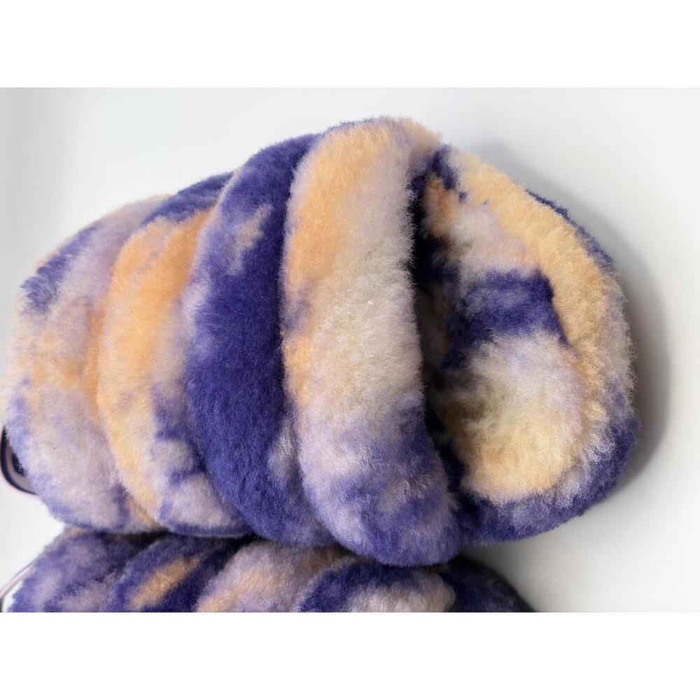 UGG Fluff Yeah Slide Tie Dye Purple Peach Shearling Platform Slippers Size 6 - Picture 7 of 14